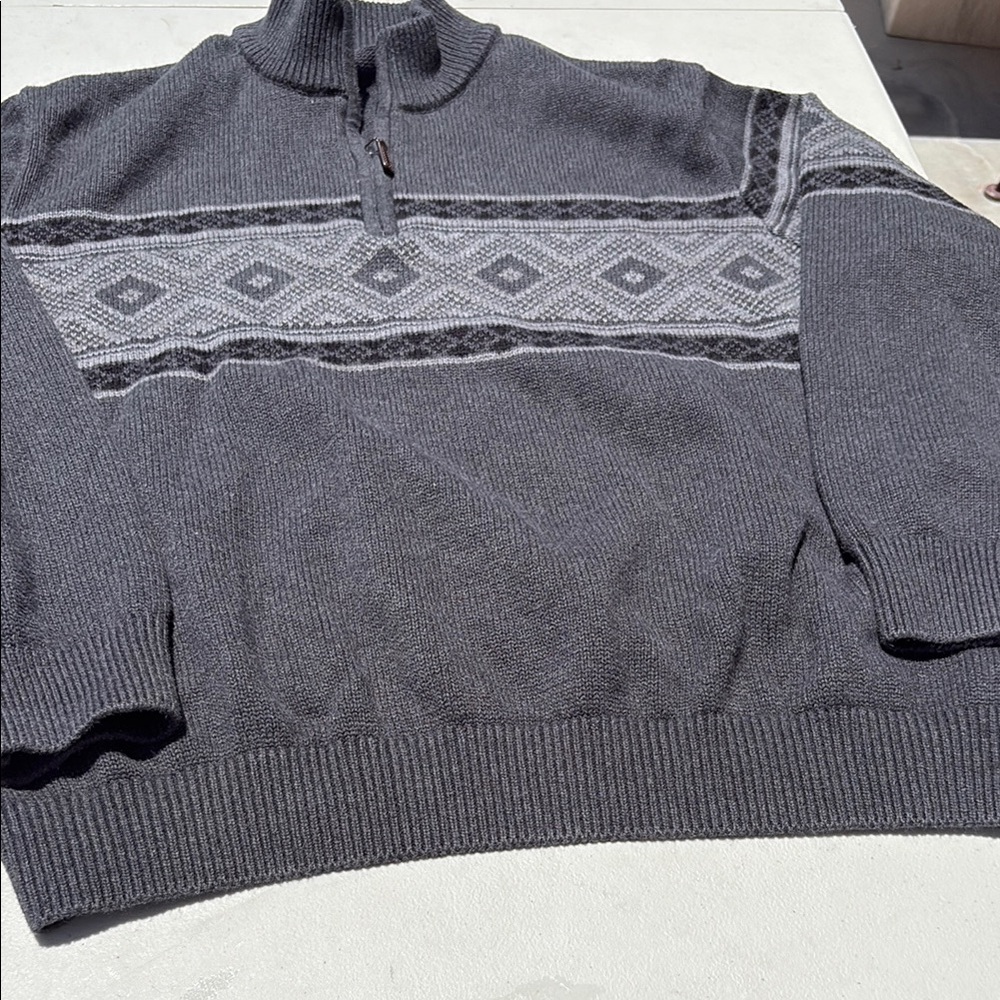 Izod Gray Zip Up Sweater with Cable Knit Design